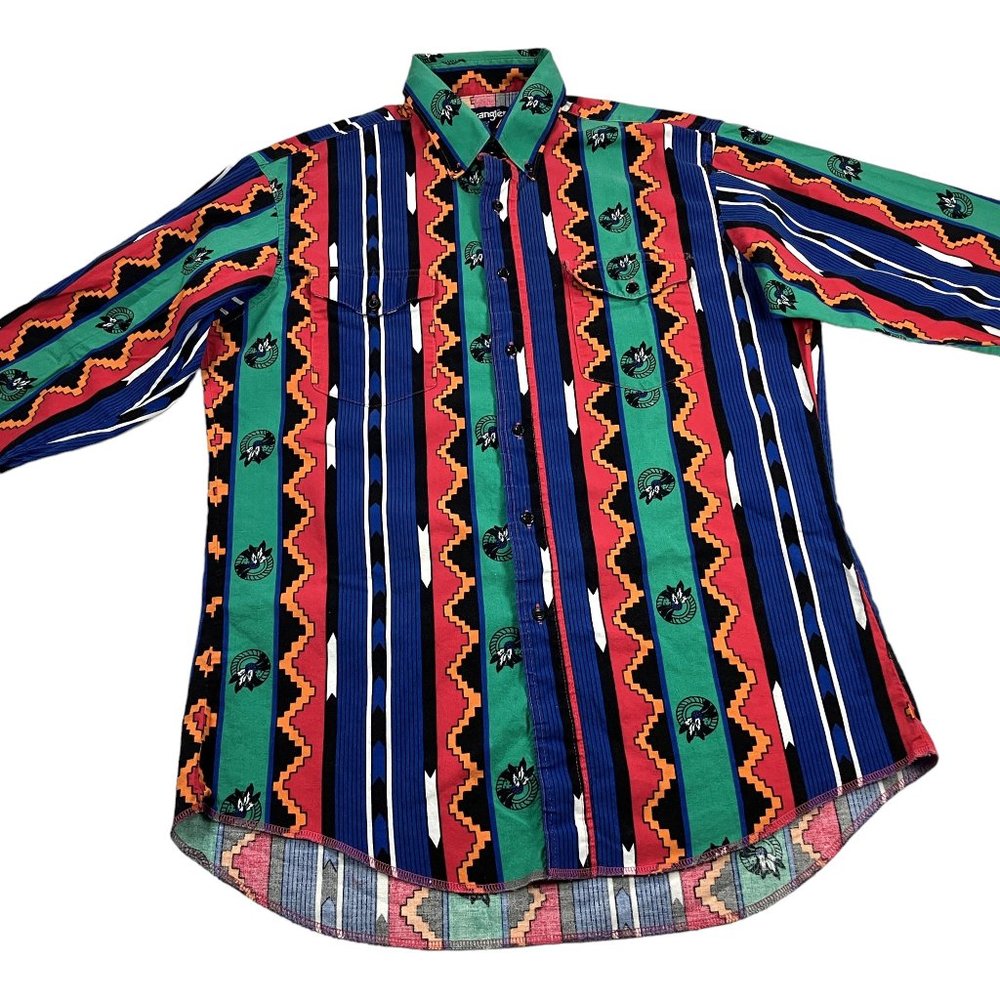 Vintage Wrangler Western Shirt 16-34 X-Long Tails Cowboy Cut